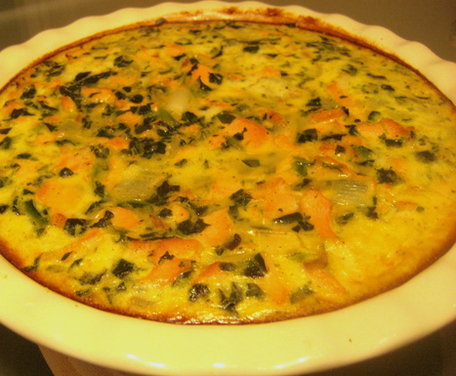 Salmon, Dill, and Greens Quiche with Cornmeal Crust