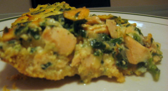 Salmon, Dill, and Greens Quiche with Cornmeal Crust
