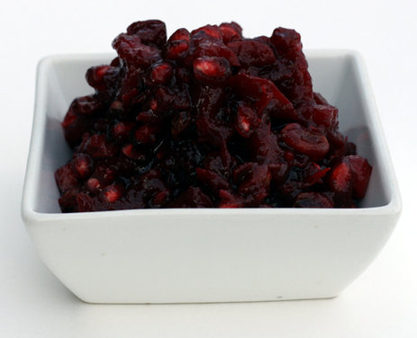 Cranberry Pomegranate Compote with Fuji Apples, Raisins and Crystallized Ginger