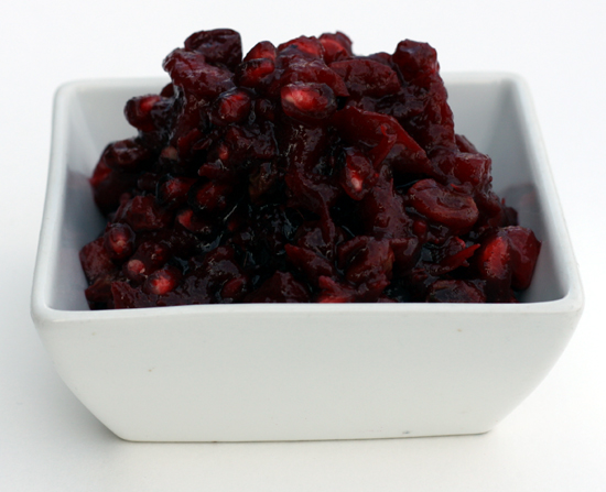 Cranberry Pomegranate Compote with Fuji Apples, Raisins and Crystallized Ginger