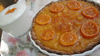 Extreme Mandarin Tart with Kumquat Glaze and Limoncello Syllabub