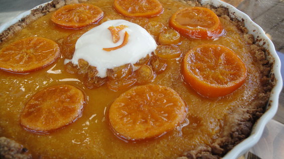 Extreme Mandarin Tart with Kumquat Glaze and Limoncello Syllabub