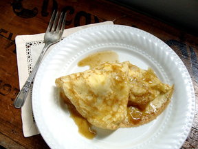 Brown Butter Apple & Ricotta Crepes with Caramel Sauce