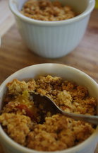 Almond, peach and quinoa crumble
