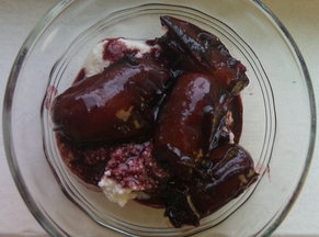 Dates Poached in Spiced Wine Spooned over Fresh Ricotta