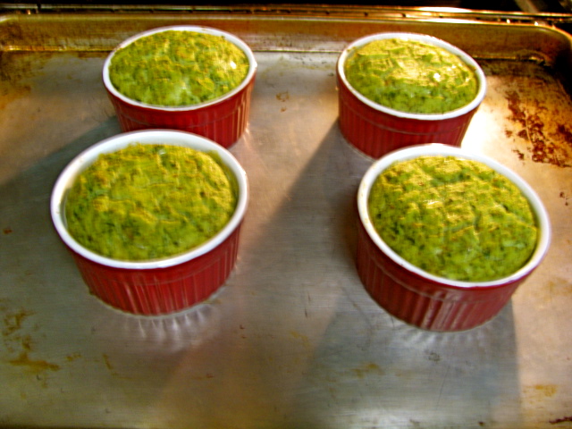 Ricotta Souffles with Basil-Arugula Pesto