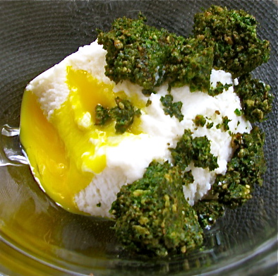 Ricotta Souffles with Basil-Arugula Pesto