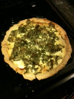 Caramelized Fennel, Goat Cheese & Mustard Green Tart