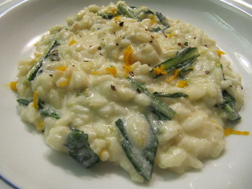 Ricotta Risotto with Dandelion Greens and Orange   