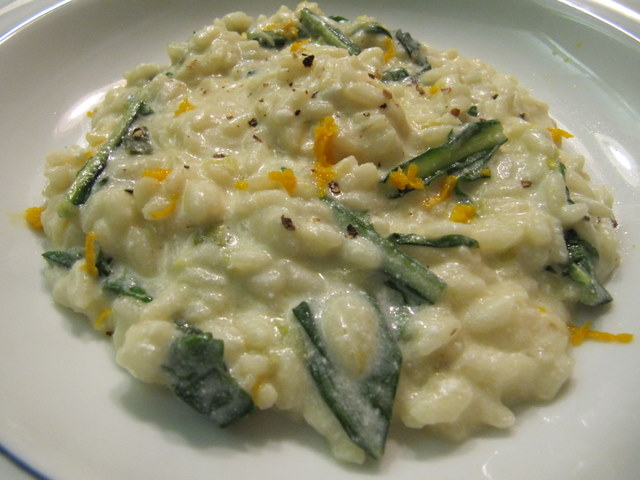 Ricotta Risotto with Dandelion Greens and Orange   