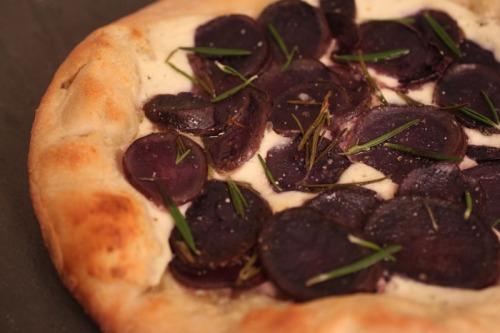 Roasted Purple Potato Pizza with Ricotta and Rosemary