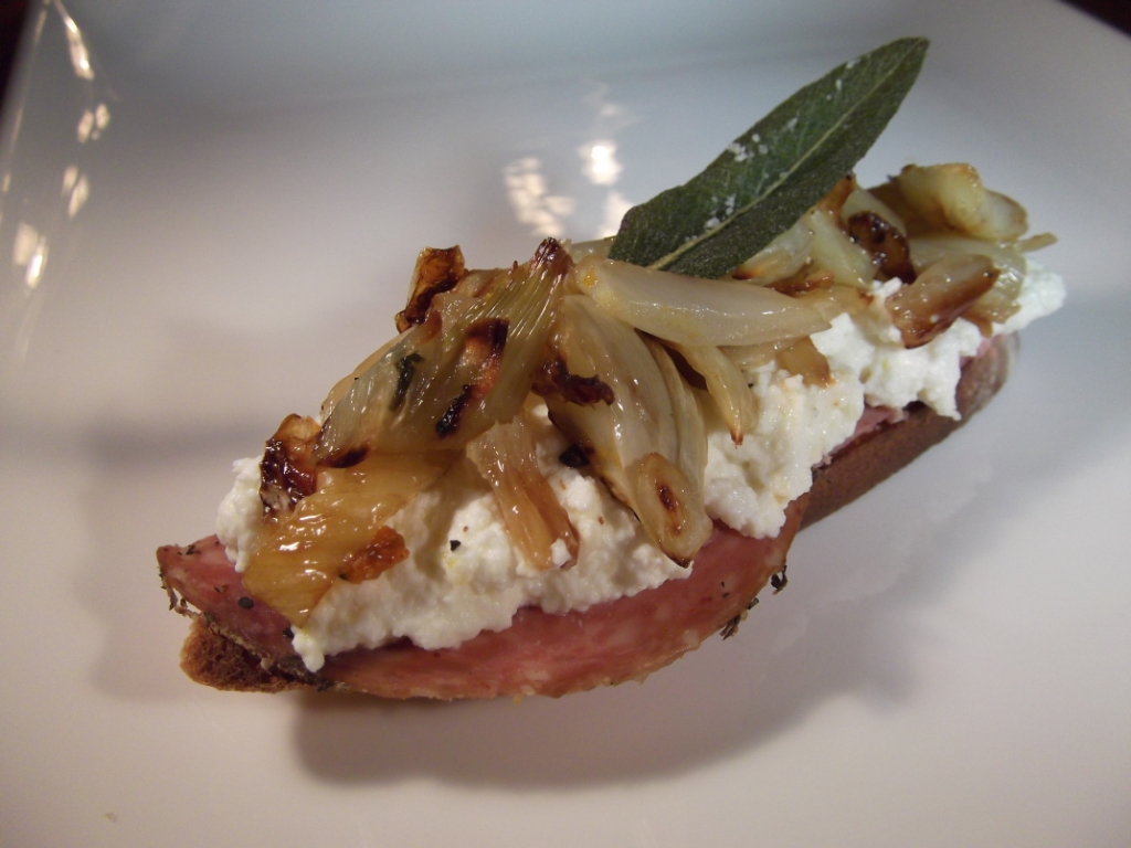 Ricotta crostini with roasted fennel