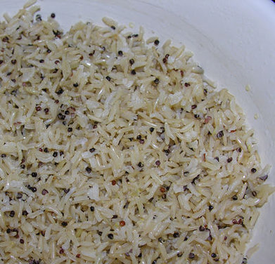 Perfect long grain brown rice with black or red quinoa