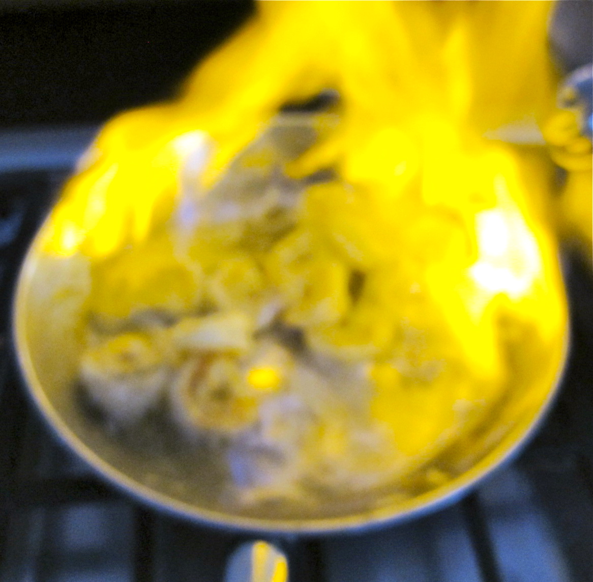 Shrimp Sautee With a Flambe and A Jete