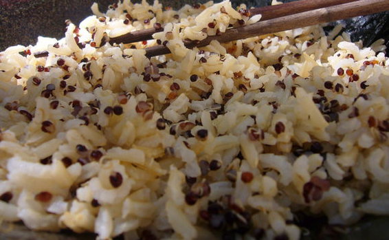 Perfect long grain brown rice with black or red quinoa