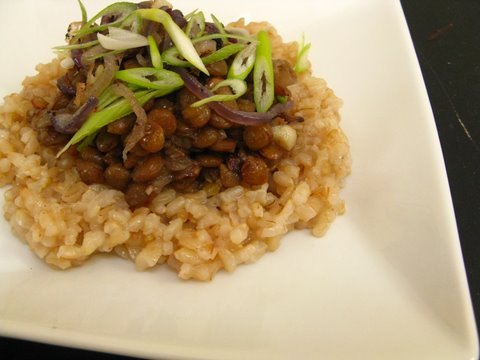 Sephardic Megedarra with Garlicky Brown Rice Pilaf