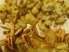 Roasted cauliflower and parsnip mashed potatoes with horseradish