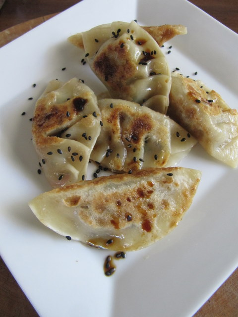 Spring Gyoza with Shiitake, Chives, Radish and Roasted Garlic