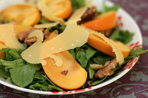Autumn Salad with Persimmons and Walnuts