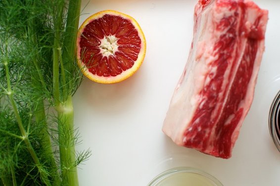 Flambeed Short Ribs with Blood Orange Gremolata