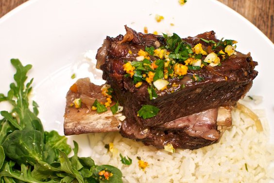 Flambeed Short Ribs with Blood Orange Gremolata