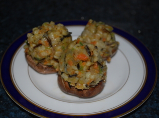 Wild Rice, Barley, and Zuchinni Stuffed Mushrooms