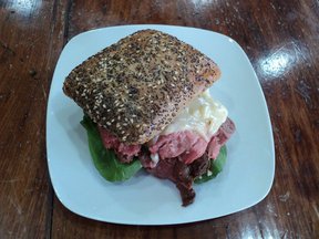 Rare Roast Beef Sandwich with Horseradish Fontina Fondue
