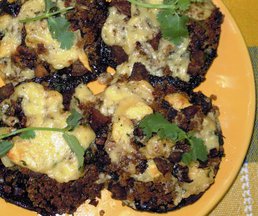 Portobello Mushrooms stuffed with garlic, shallots and chorizo