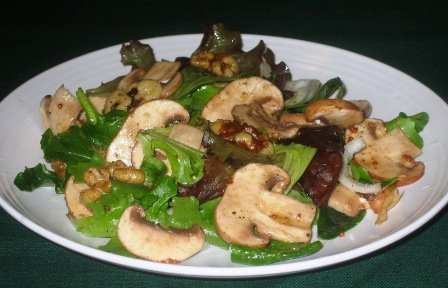 Portabellini & Toasted Walnuts on Greens
