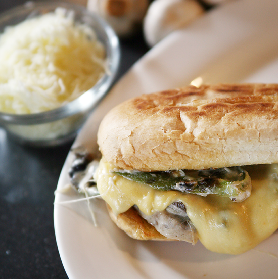 Spicy Mushroom Torta with Queso Quesadilla 