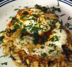 Wild Mushroom Risotto with Fried Eggs