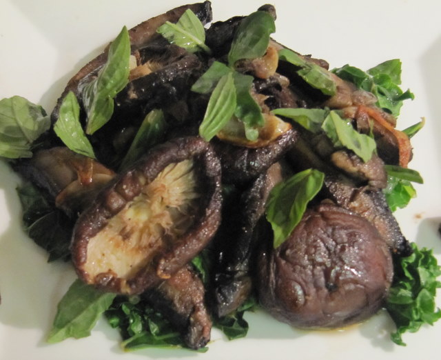 Pan Roasted Mushroom Salad with Wilted Kale