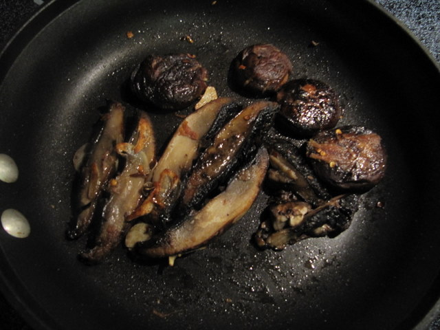 Pan Roasted Mushroom Salad with Wilted Kale