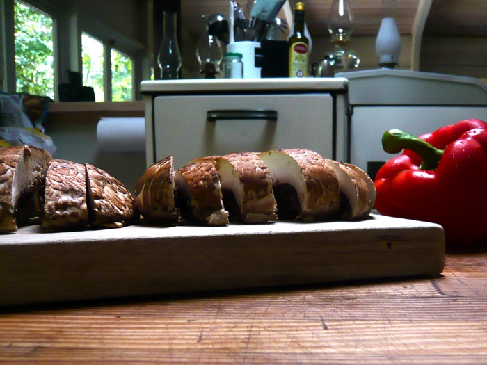 Portobello Burgers with Arugula, Peppers and Garlic-Mayonnaise