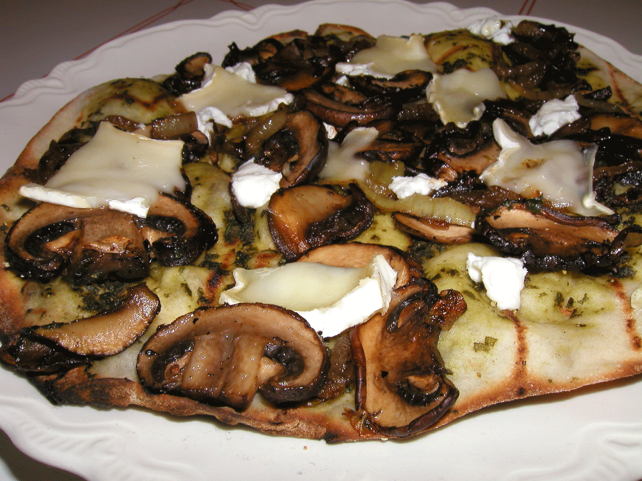Grilled Mushroom, & cheese pizza