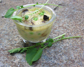 Poached wild mushroom frittata