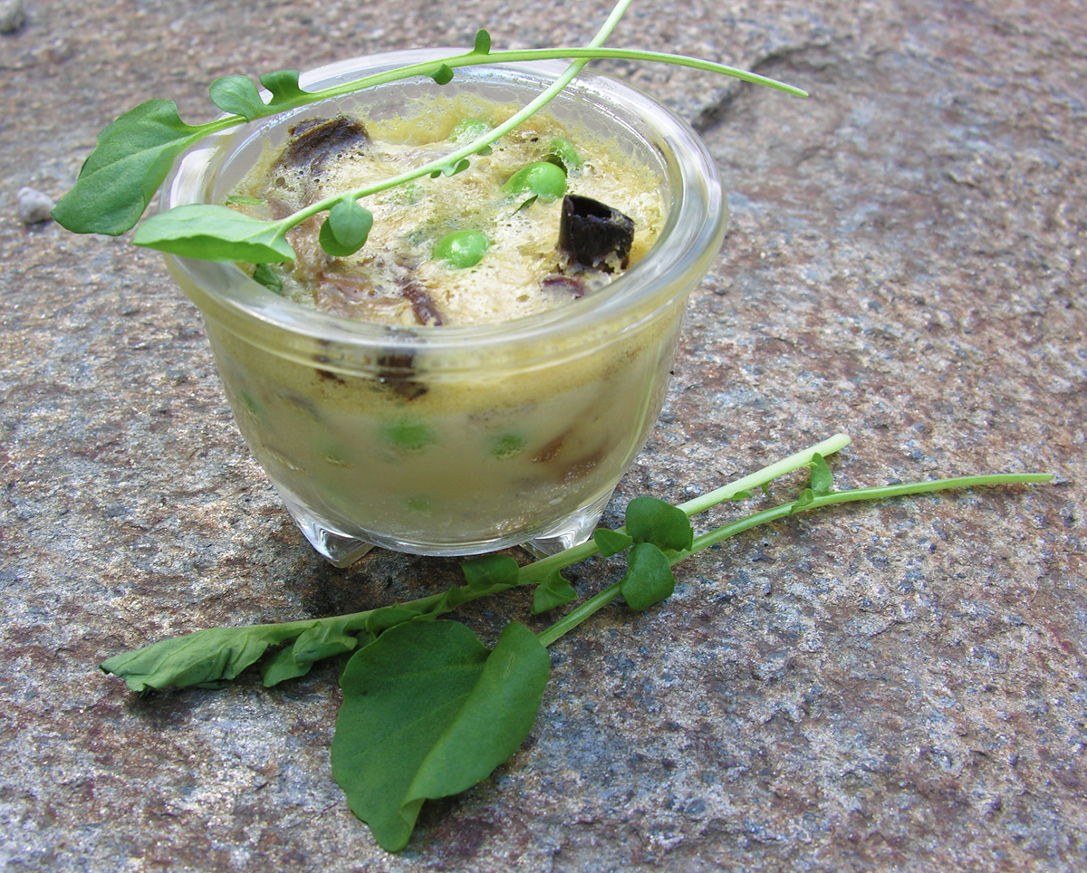 Poached wild mushroom frittata
