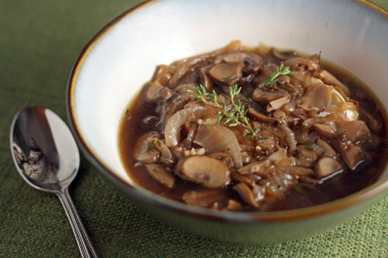 Mushroom Soup with Red Wine and Brie