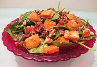 Baked sweet poato and pecan salad