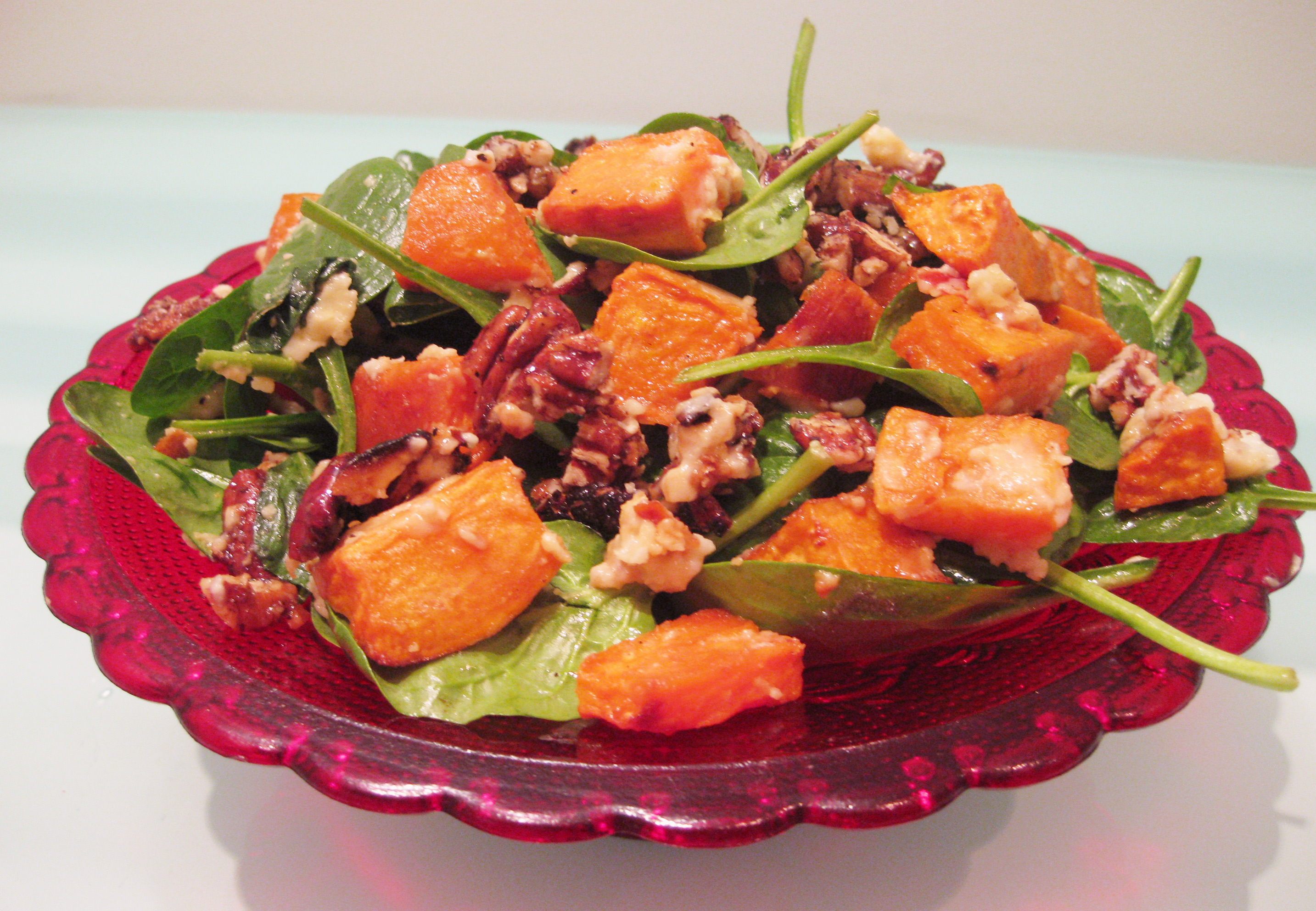 Baked sweet poato and pecan salad