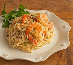 Shrimp Capellini with Gorgonzola-Garlic Butter Sauce