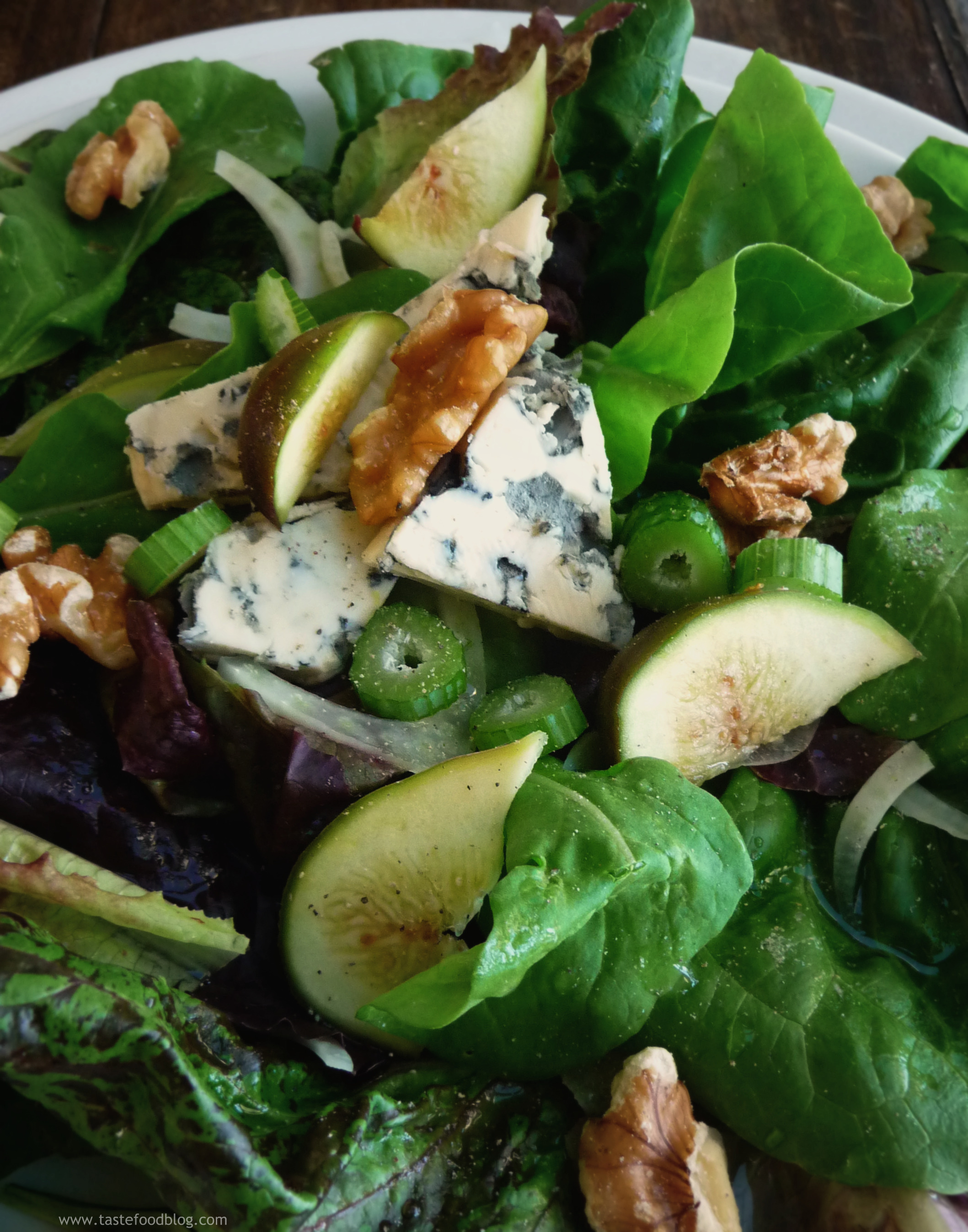 Mixed Autumn Greens, Figs, Fennel, Walnuts and Blue Cheese with Honey Vinaigrette