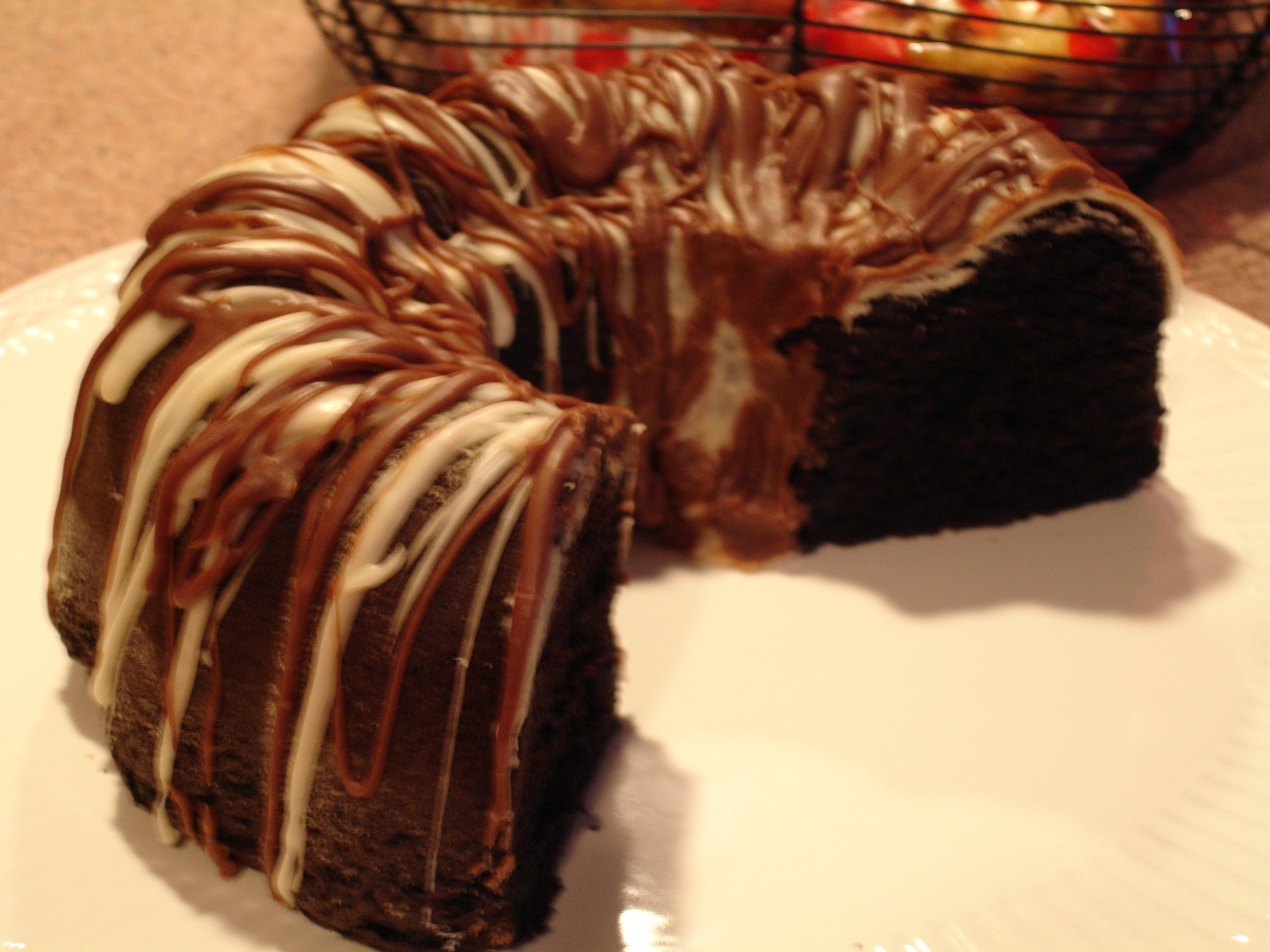 Chocolate Kahlua BLACK OUT Bundt Cake with Vanilla & Coffee Drizzle