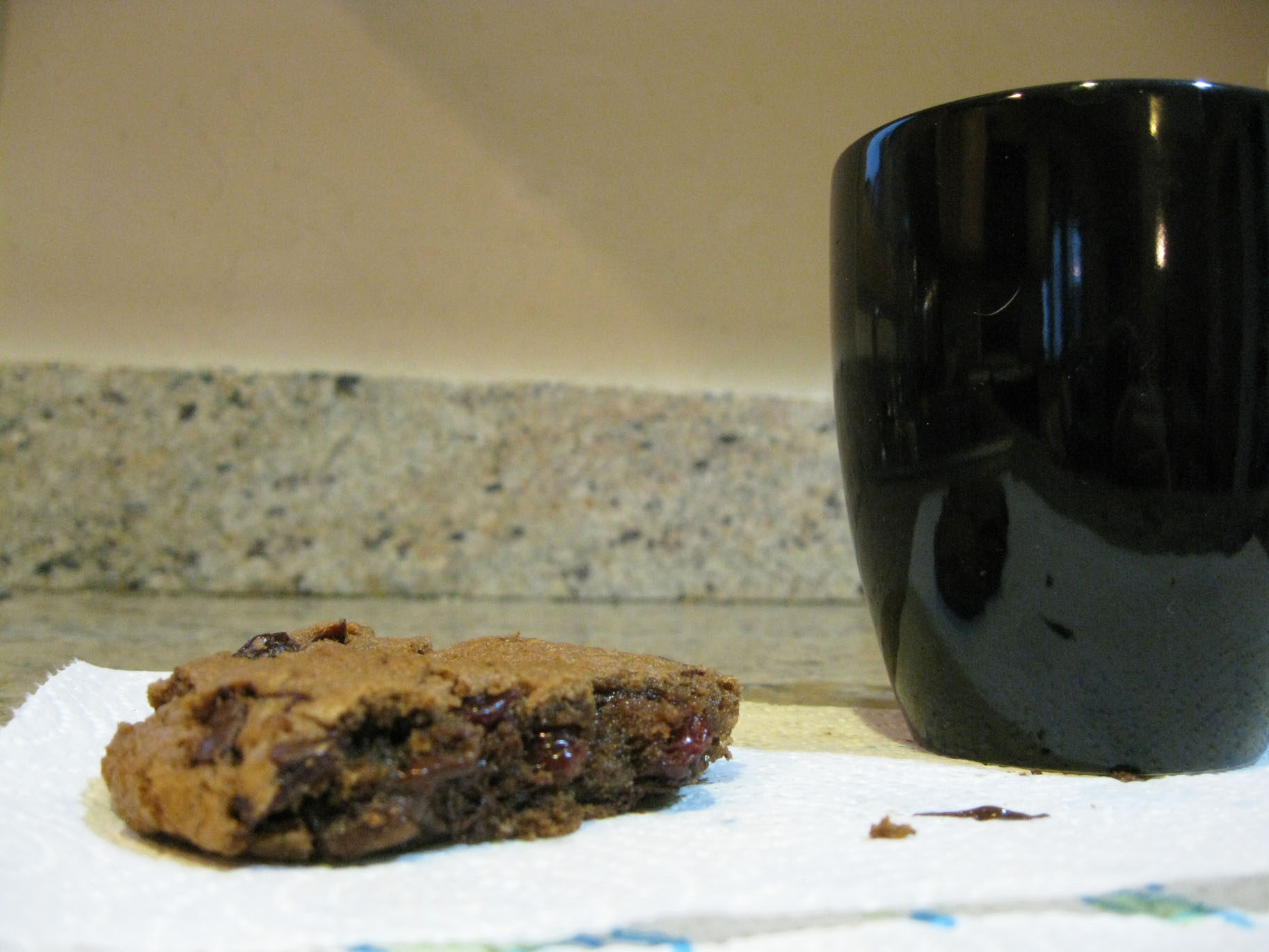 Espresso cookies with chocolate and cherries