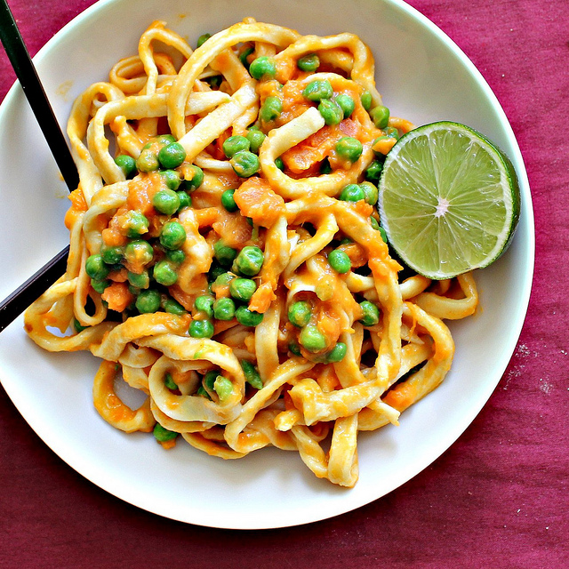 Homemade Ginger Pasta with Curried Sweet Potato Wasabi Sauce