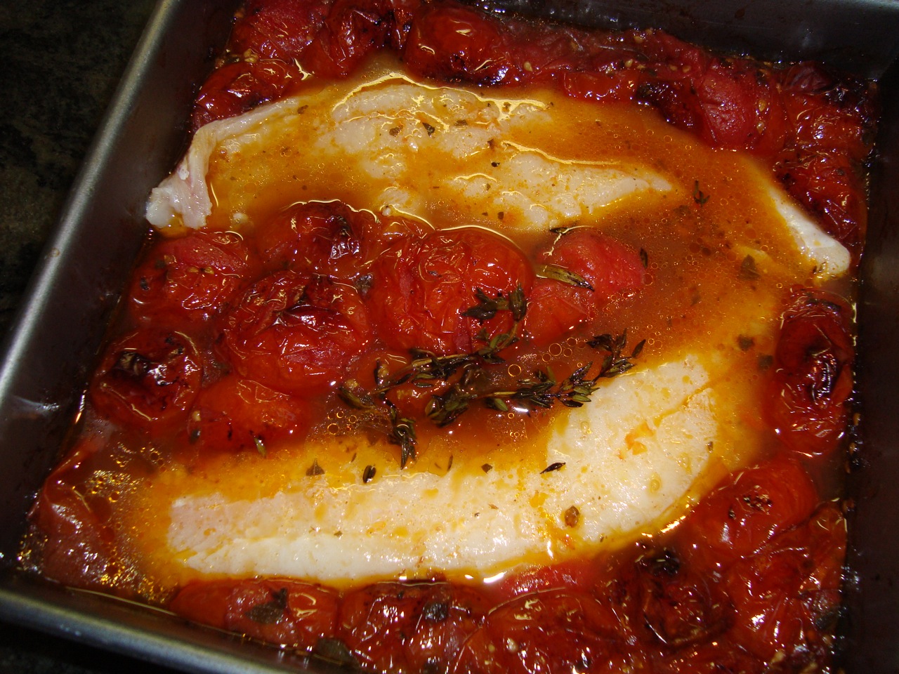 Fish Fillets (Cod, Haddock, Pollack - You Name It -  in Roasted Tomato Broth