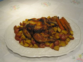 Friday Night Garlicky Roast Chicken and Potatoes