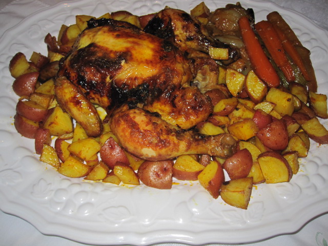 Friday Night Garlicky Roast Chicken and Potatoes