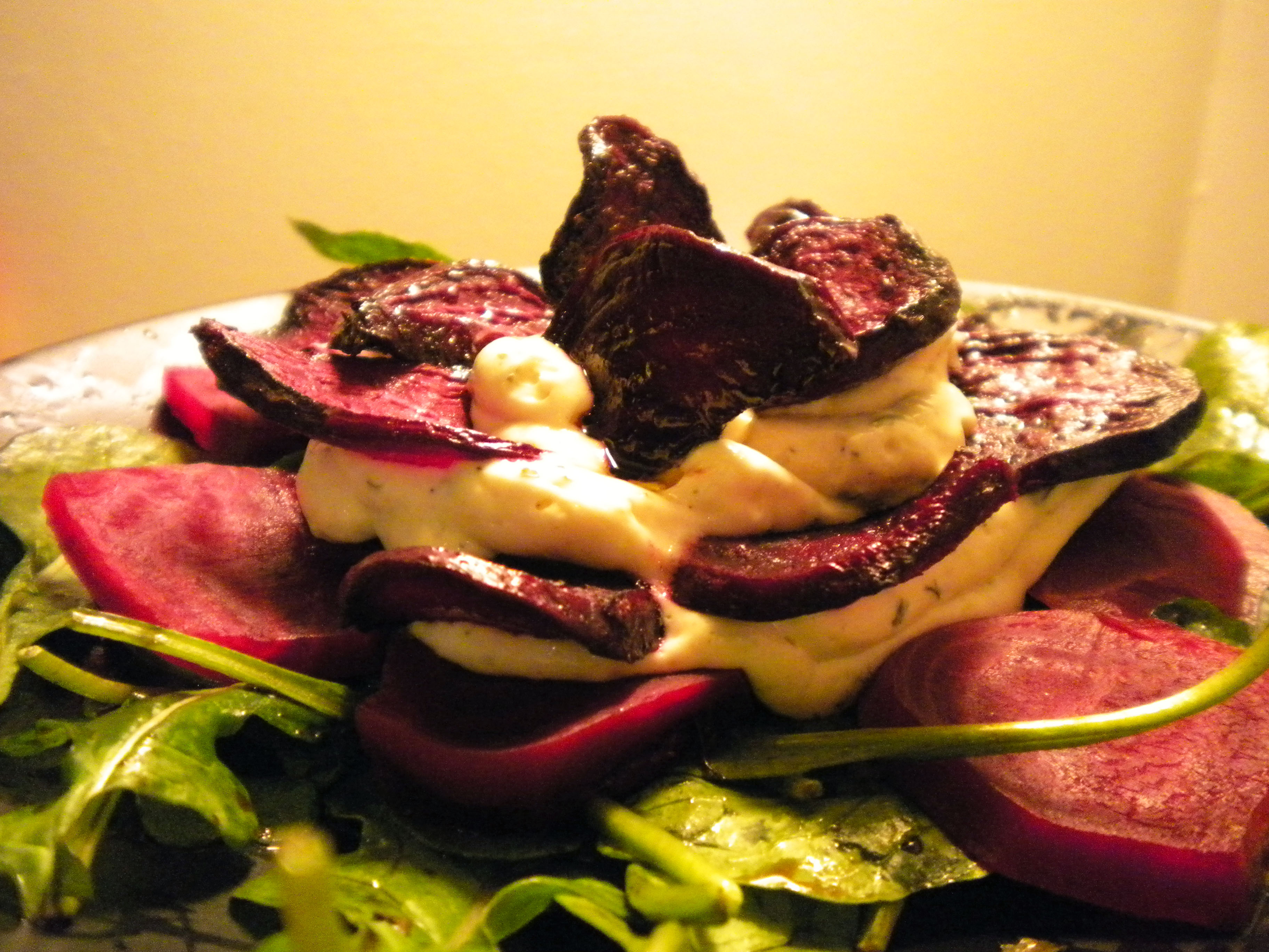 BEET IT! Beet, Herbed Cheese, & Arugula Salad