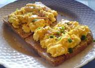 Scrambled Eggs with Sautéed Asparagus.